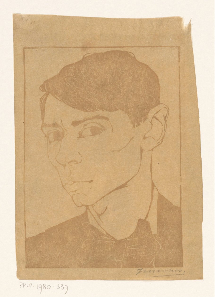 Autoportrait avec nœud papillon - Jan Mankes (signed by artist)