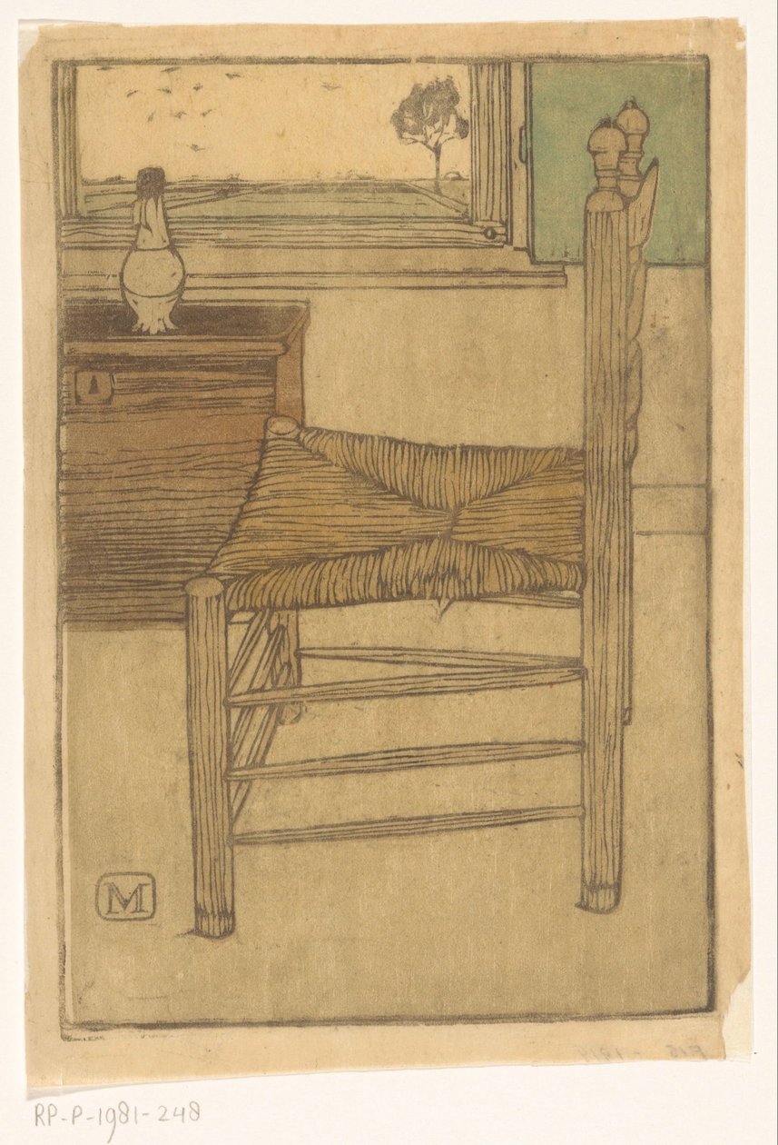 Chaise avec siège en paille - Jan Mankes