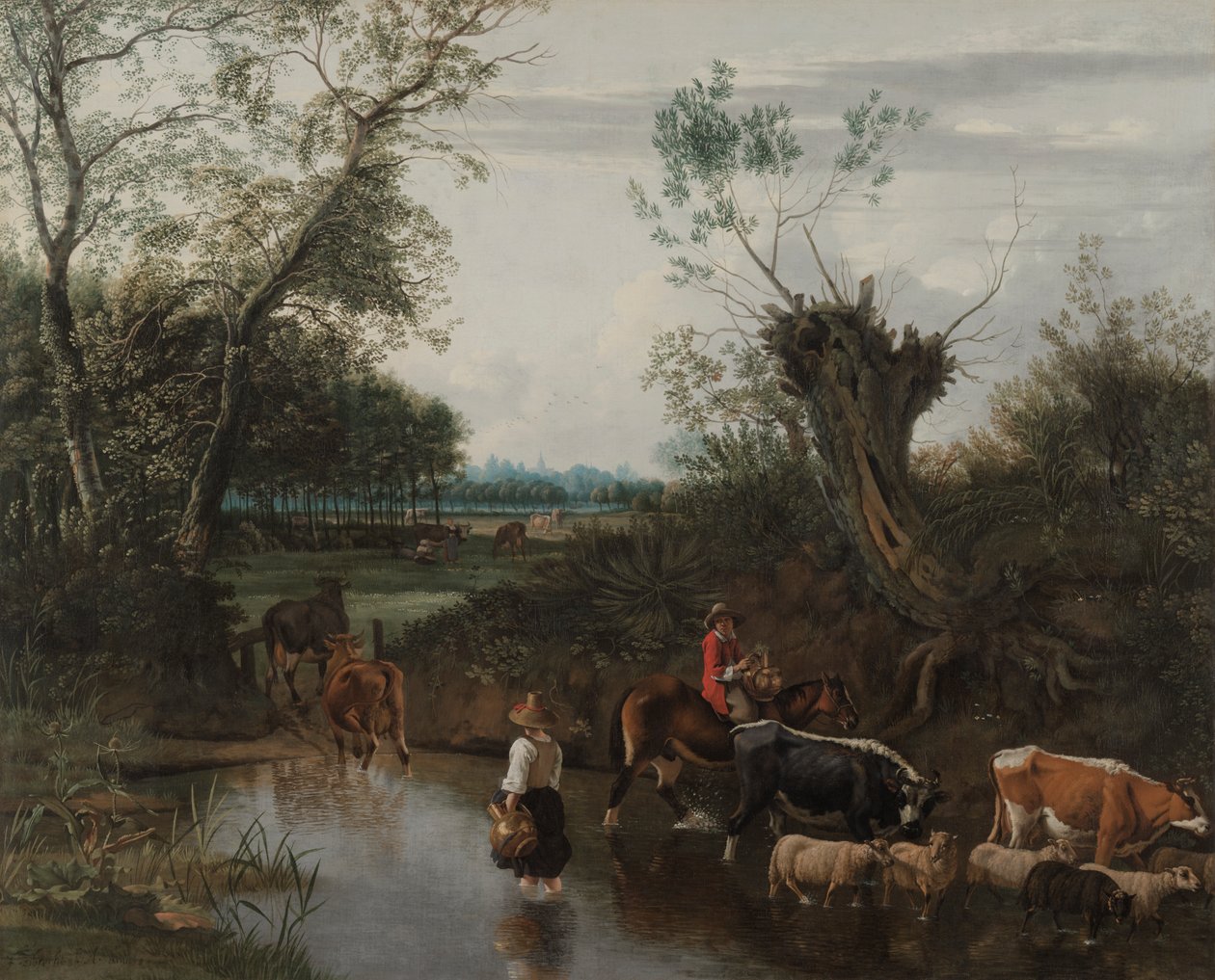 Paysans traversant un ruisseau - Jan Siberechts