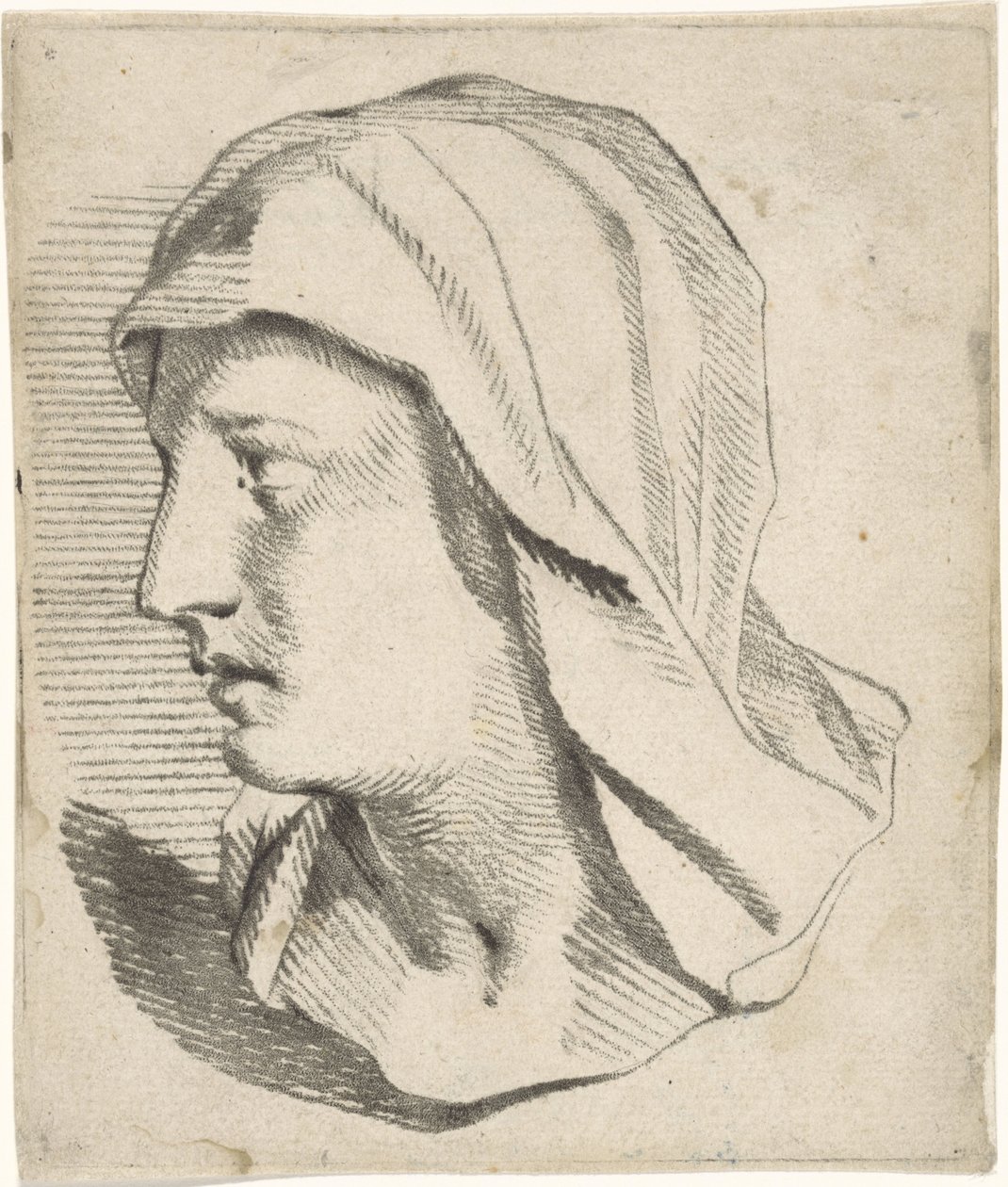 Buste de femme avec un voile tombant sur les épaules - Jan Snellen