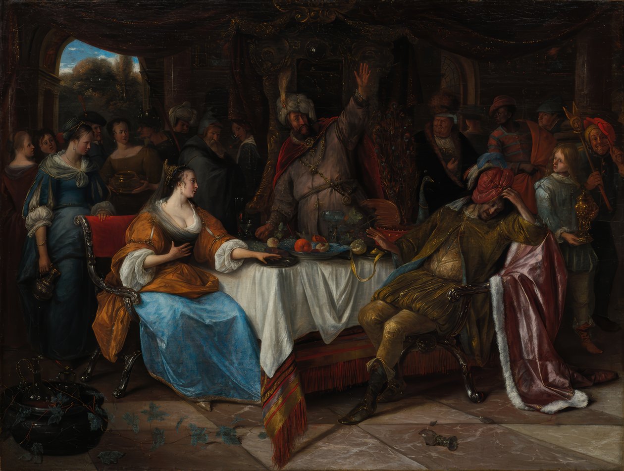 Esther, Assuérus et Haman - Jan Steen