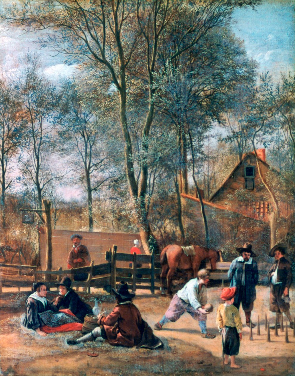 Joueurs de quilles devant une auberge, c1660 - Jan Steen