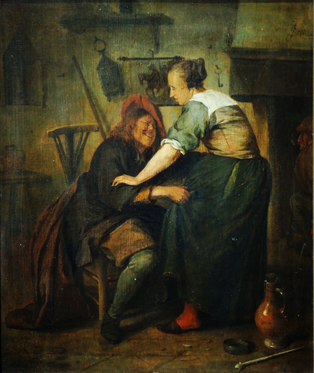 Auberge avec client et serveuse - Jan Steen
