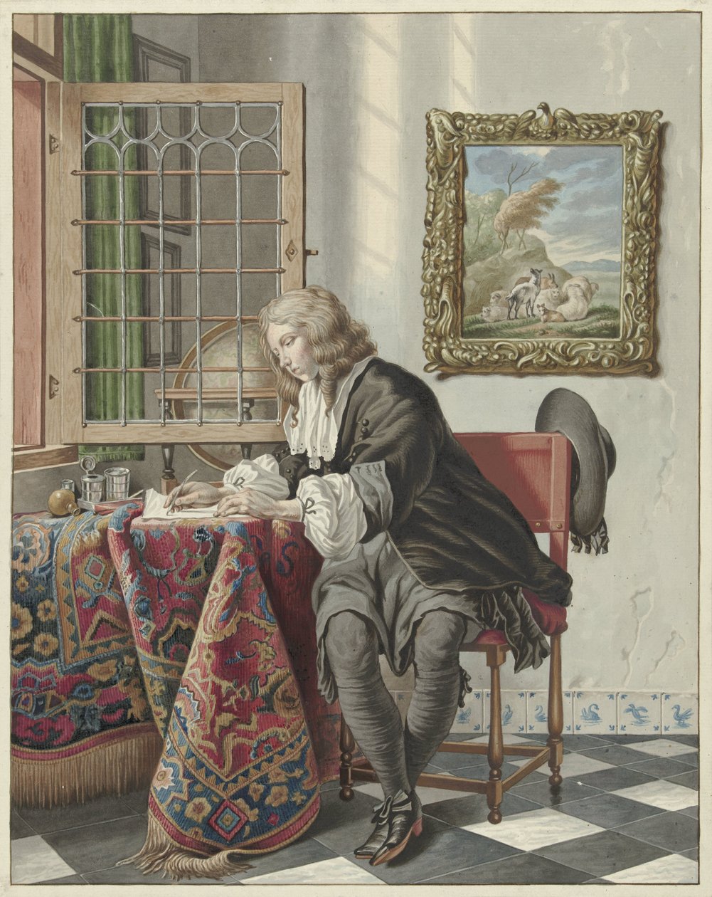 Jeune homme écrivant à une fenêtre - Jan Stolker