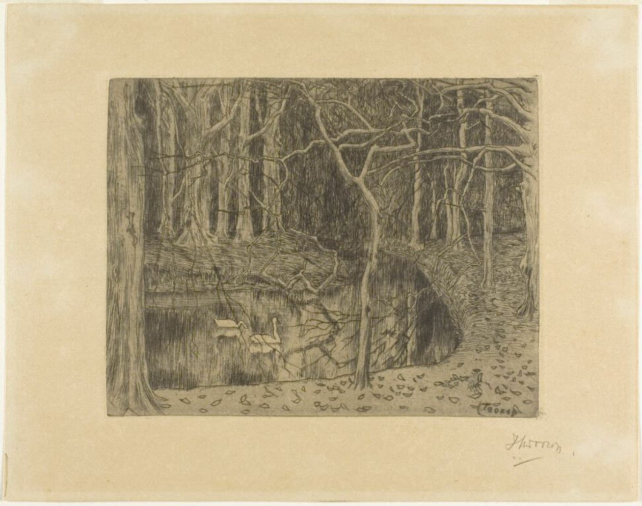 Bois avec étang et cygnes - Jan Toorop