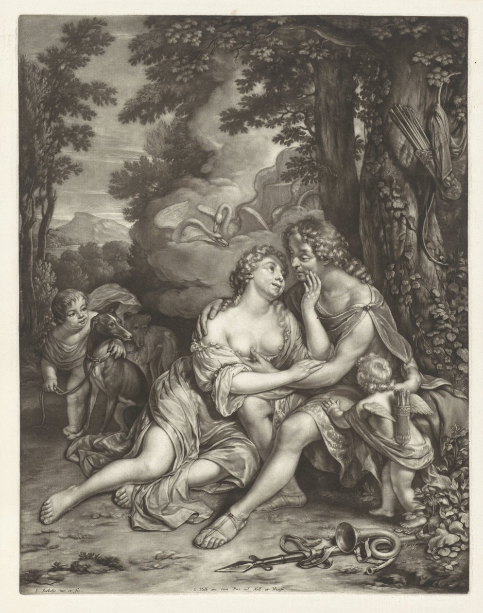 Vénus retient Adonis de la chasse - Jan Verkolje (I)