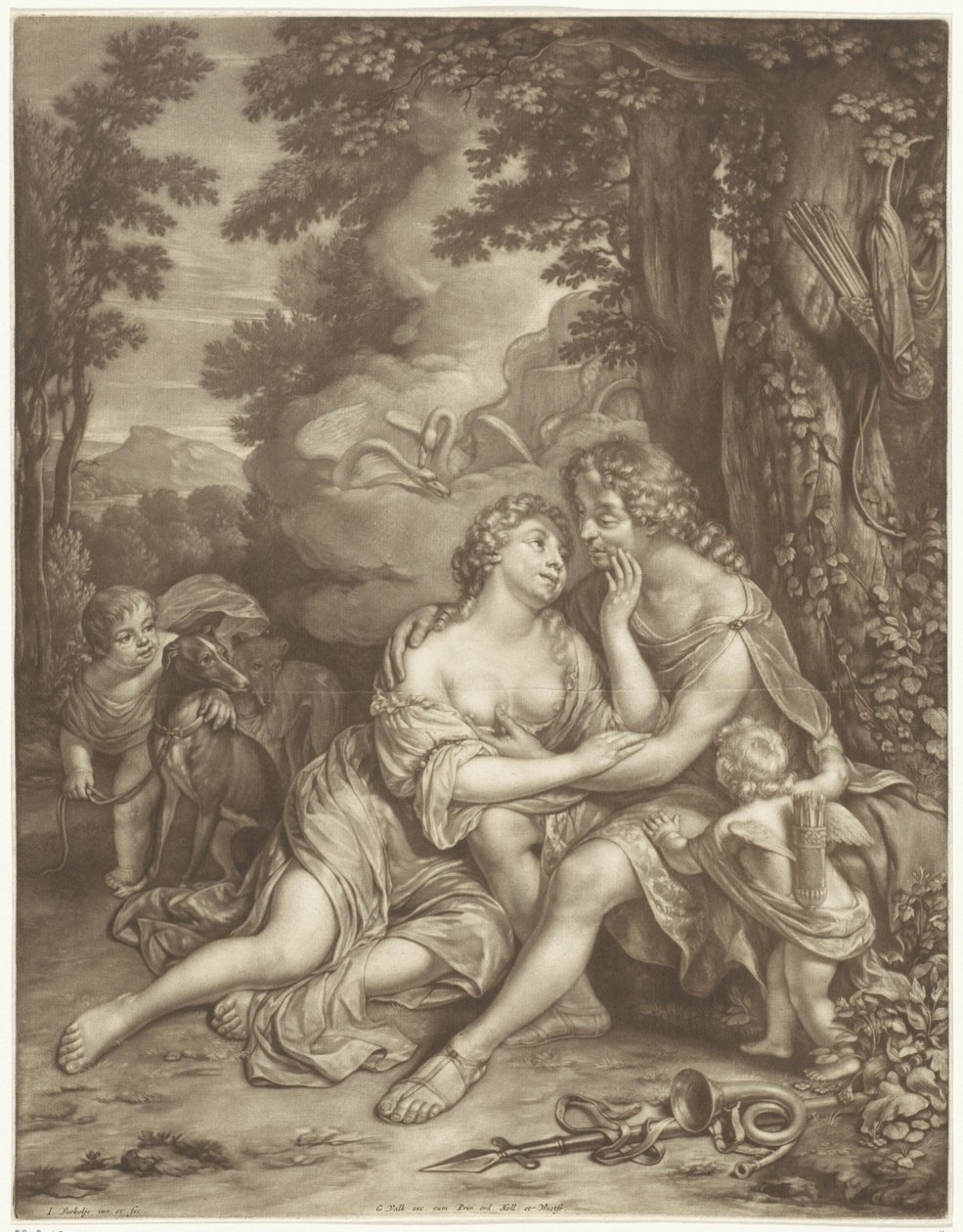 Vénus empêche Adonis de chasser - Jan Verkolje (I)