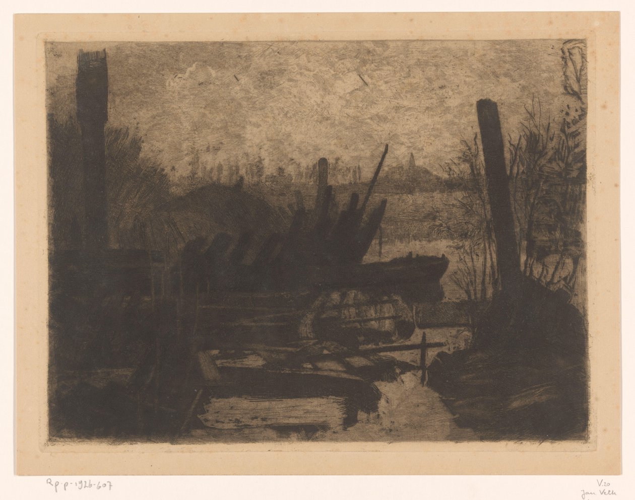 Épaves dans un paysage de polder - Jan Veth