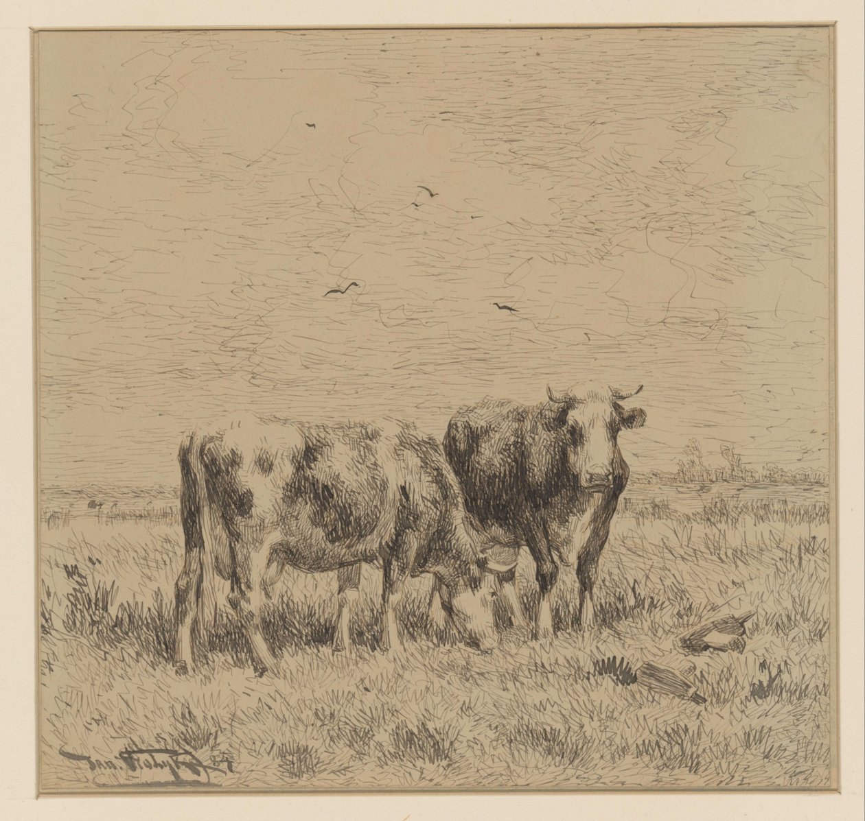 Deux vaches dans un pré - Johannes Martinus Vrolijk