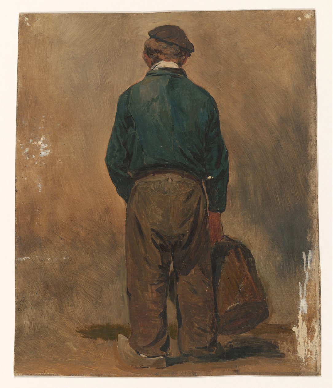 Pêcheur avec un panier, vu de dos - Jan Weissenbruch