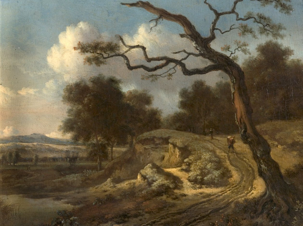Paysage avec paysans et une route - Jan Wijnants