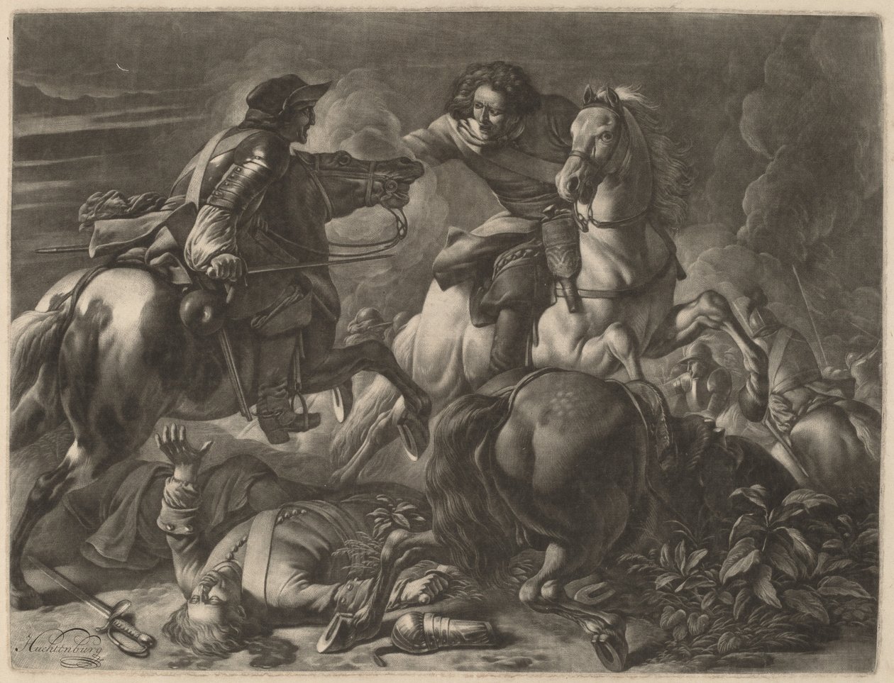 Deux cavaliers combattants - Jan van Huchtenburgh