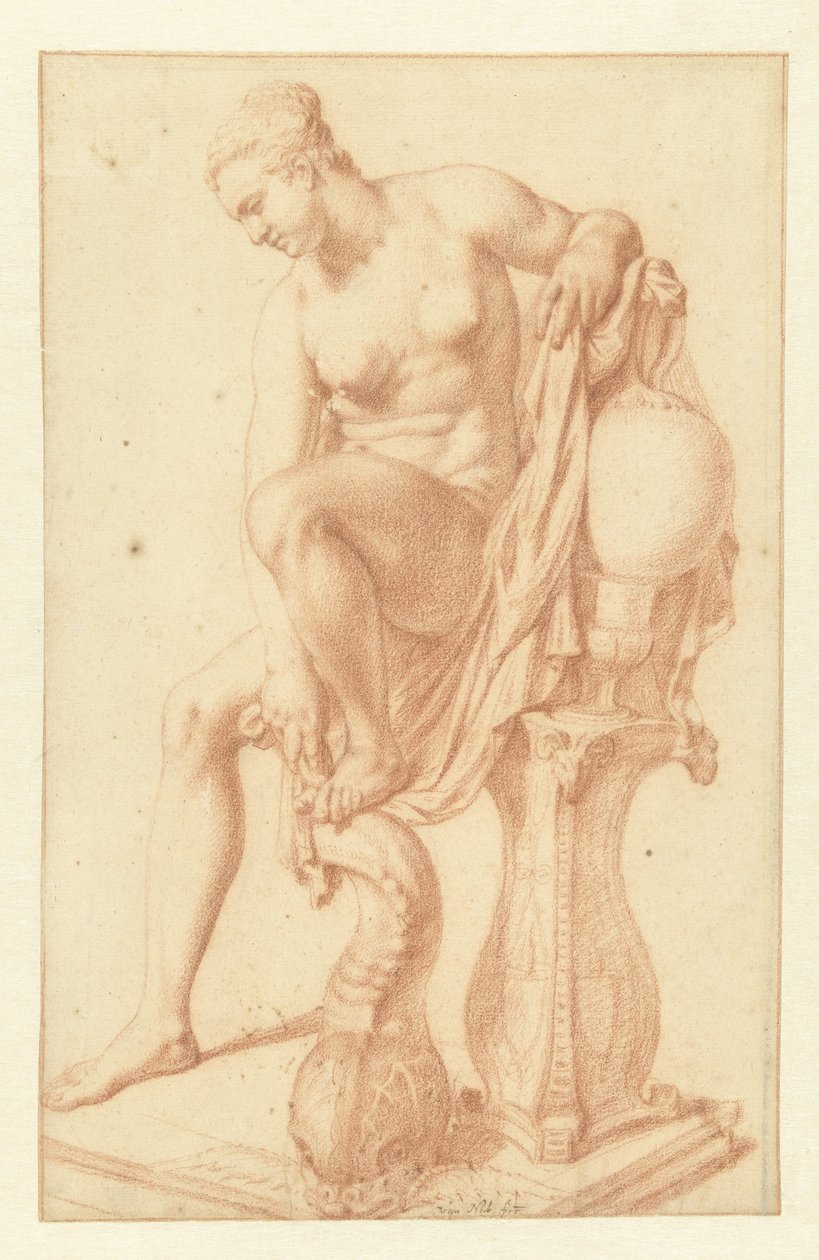 Femme nue assise à sa toilette - Jan van Neck