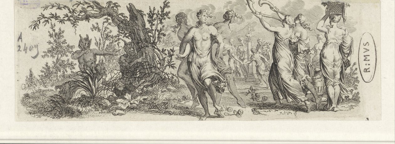 Nymphes dansant espionnées par des satyres - Jan van Vianen