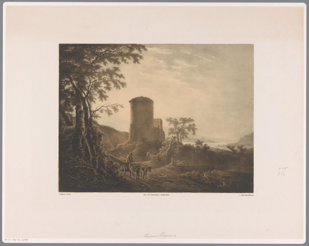Paysage italien avec charrette à bœufs - Jan van der Kaa