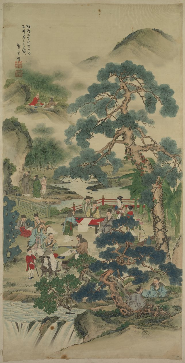 Sages chinois dans un jardin - Japan, Meiji period