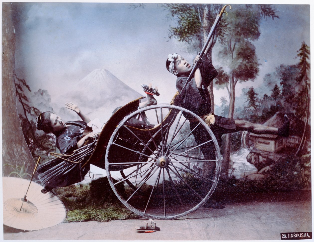 Accident de rickshaw, vers 1900 - Japanese Photographer