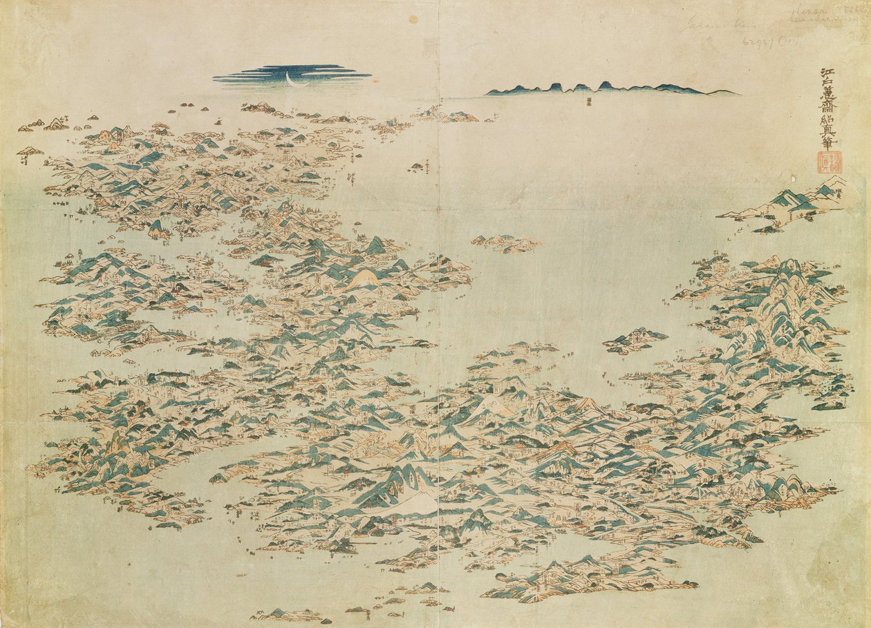 Vue aérienne des îles du Japon, c.1820 - Japanese School