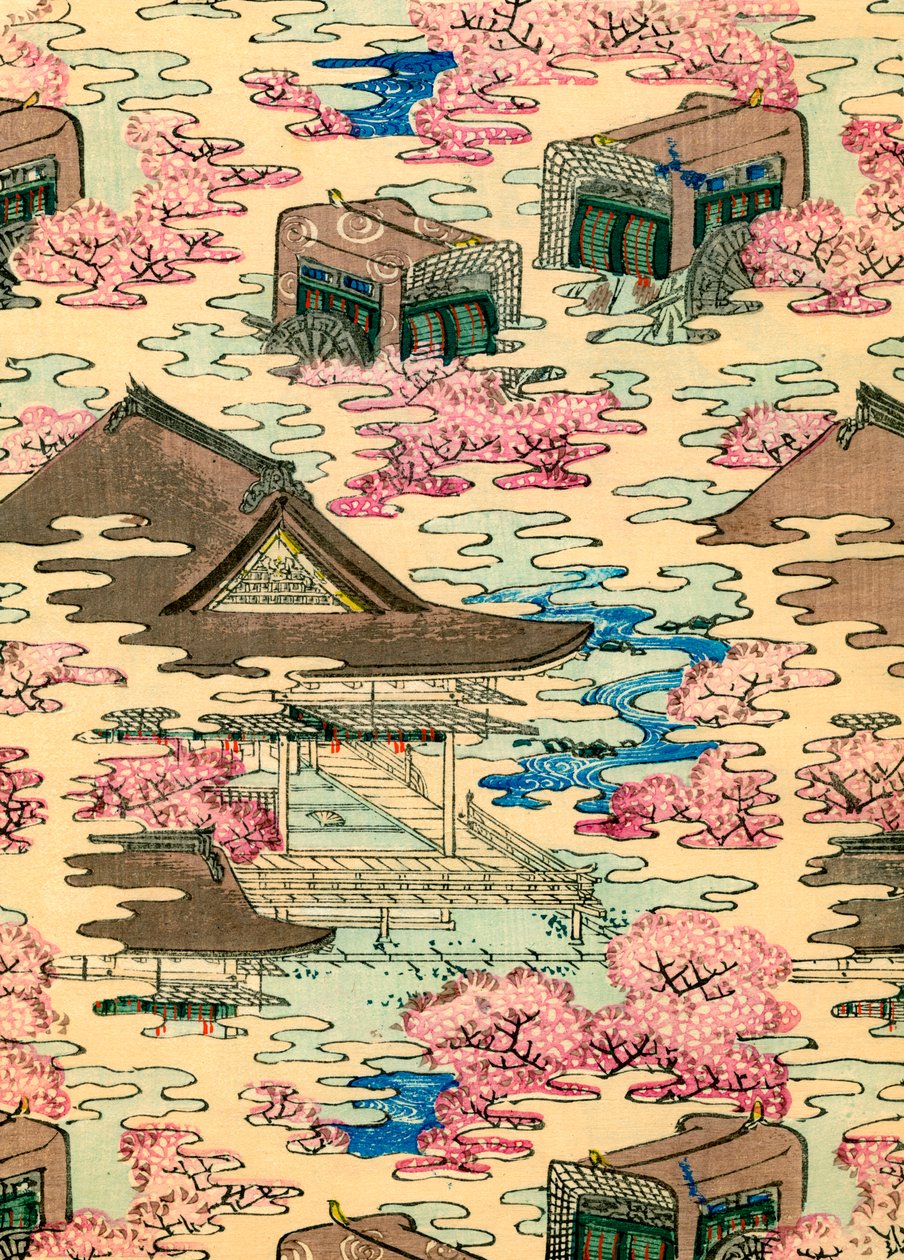 Paysage abstrait avec maisons - Japanese School