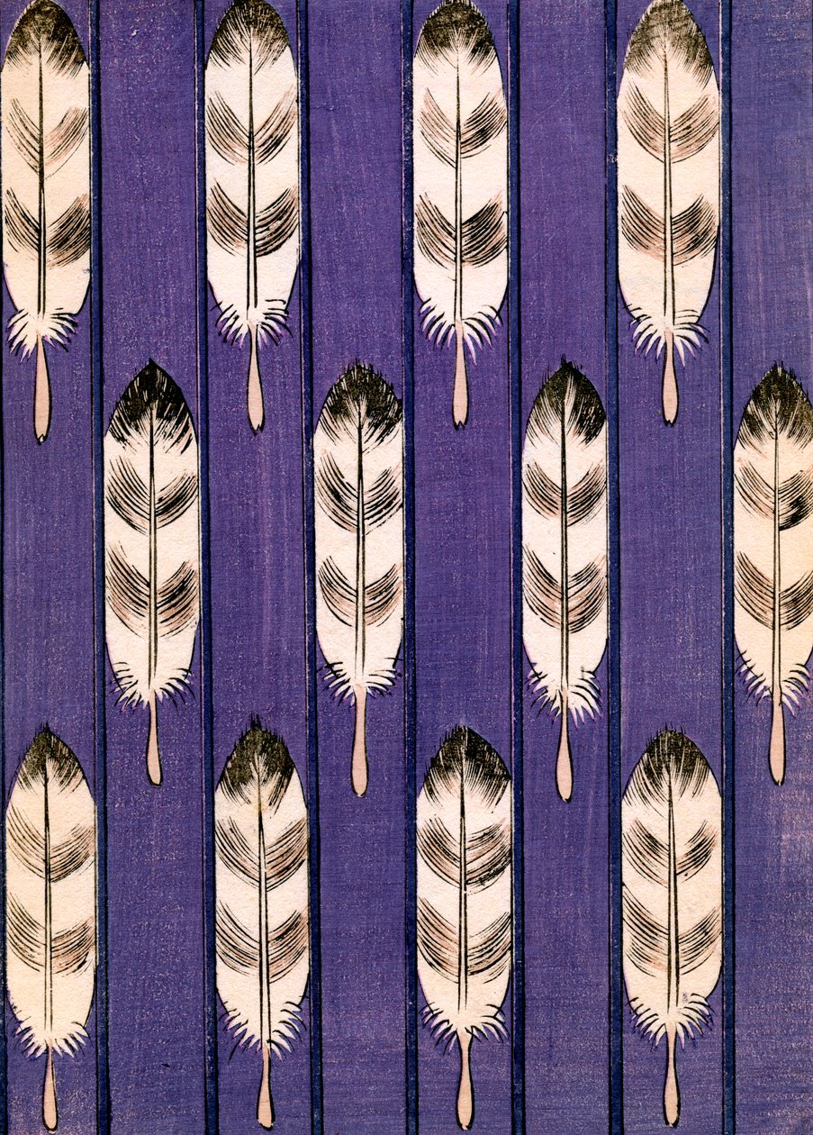 Plumes sur un fond lavande - Japanese School