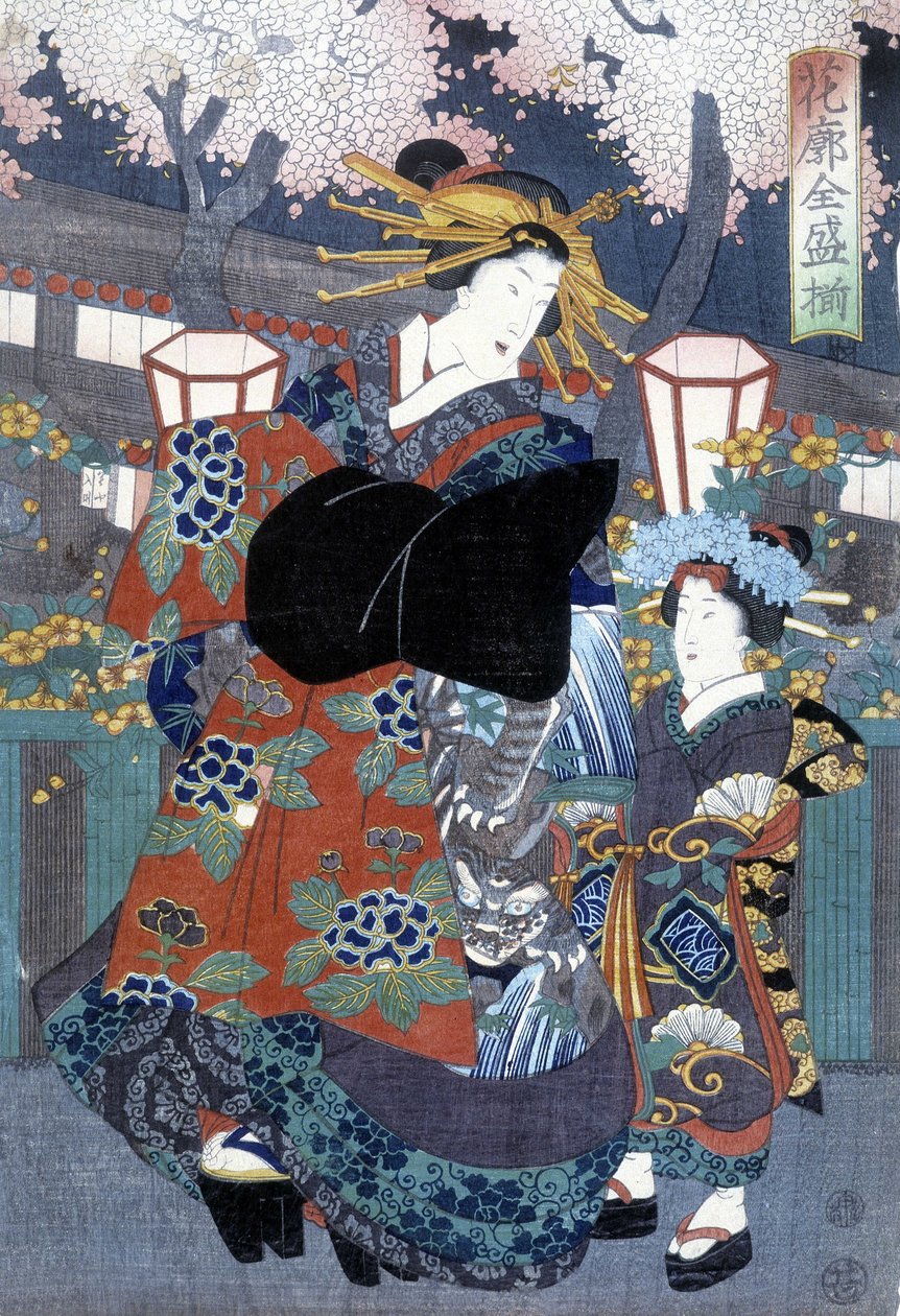Estampe japonaise : femme et enfant, s.d. - Japanese School