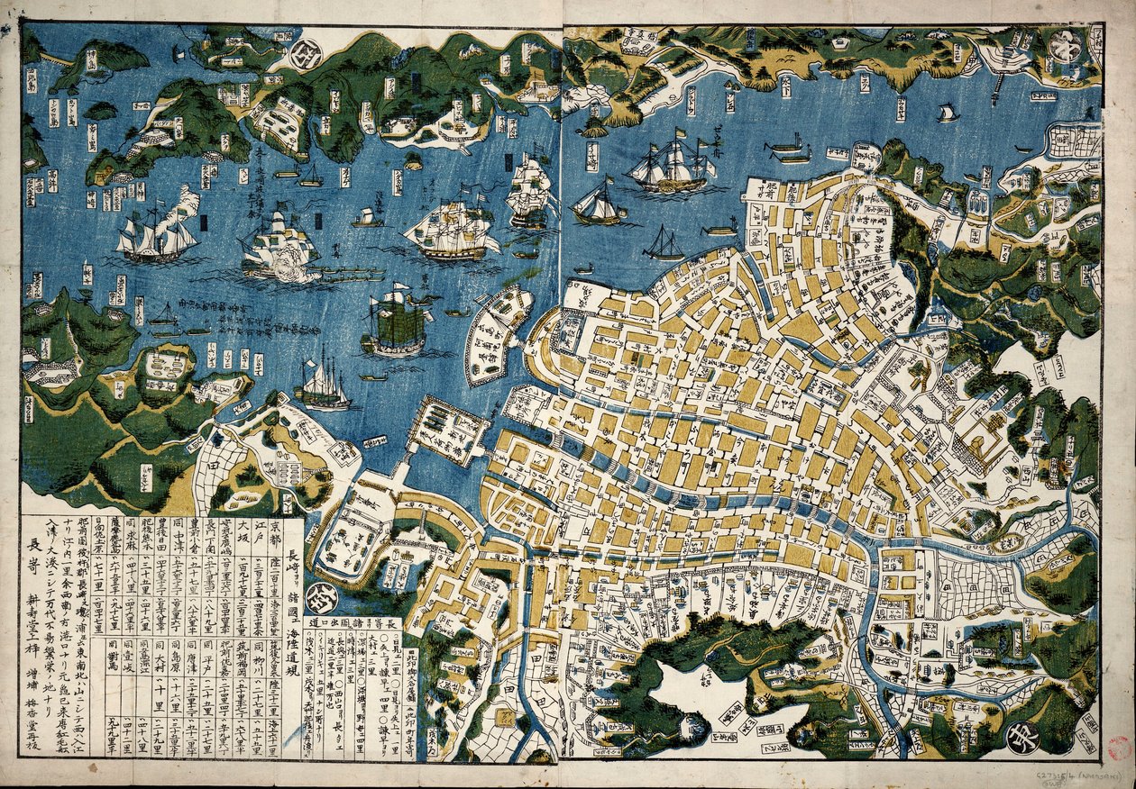 Carte de Nagasaki, Japon, vers 1868 - Japanese School