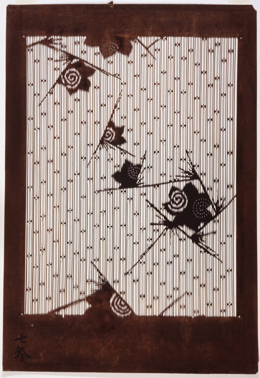 Pochoir : Hibiscus et moineau - Japanese School