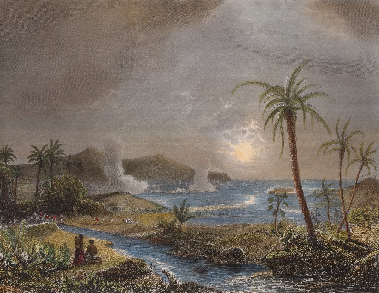 La bataille de la Martinique en 1674, gravée par Chavane - Jean Antoine Theodore Gudin