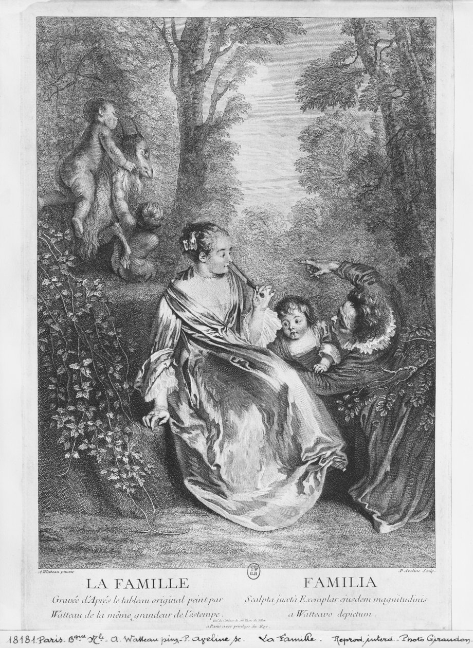 La Famille, gravée par Pierre Aveline (c.1656-1722) - Jean Antoine Watteau