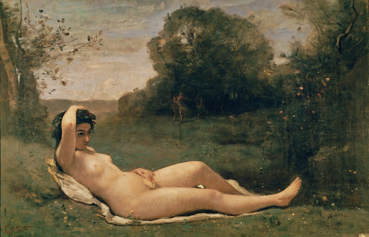 Nymphe allongée, c.1857-58 - Jean Baptiste Camille Corot
