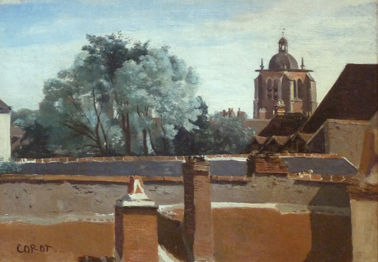 Orléans, vue de la tour Sainte-Paterne depuis une fenêtre - Jean Baptiste Camille Corot