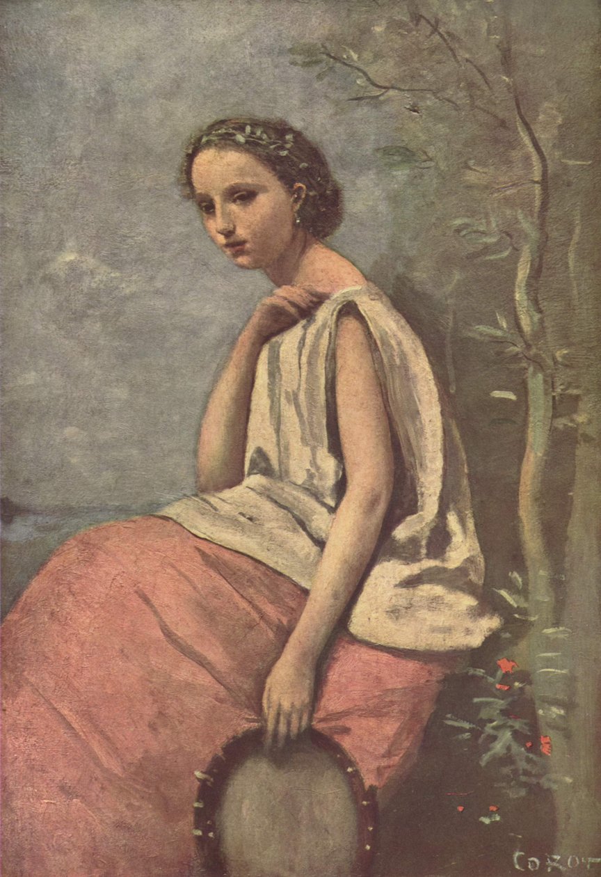Zingara au tambour de basque - Jean Baptiste Camille Corot