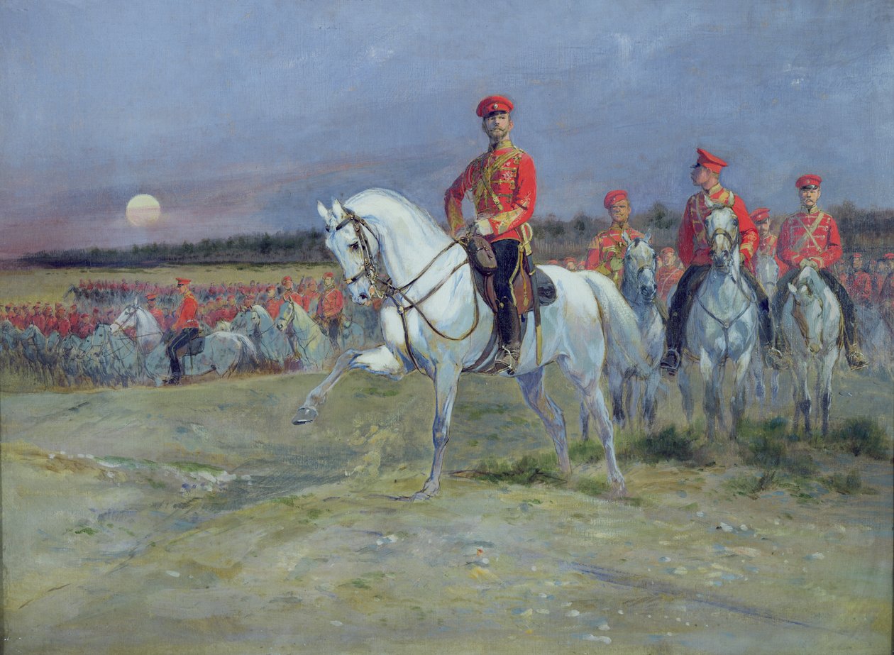 Tsarévitch Nicolas (1894-1917) passant en revue les troupes, 1899 - Jean Baptiste Edouard Detaille