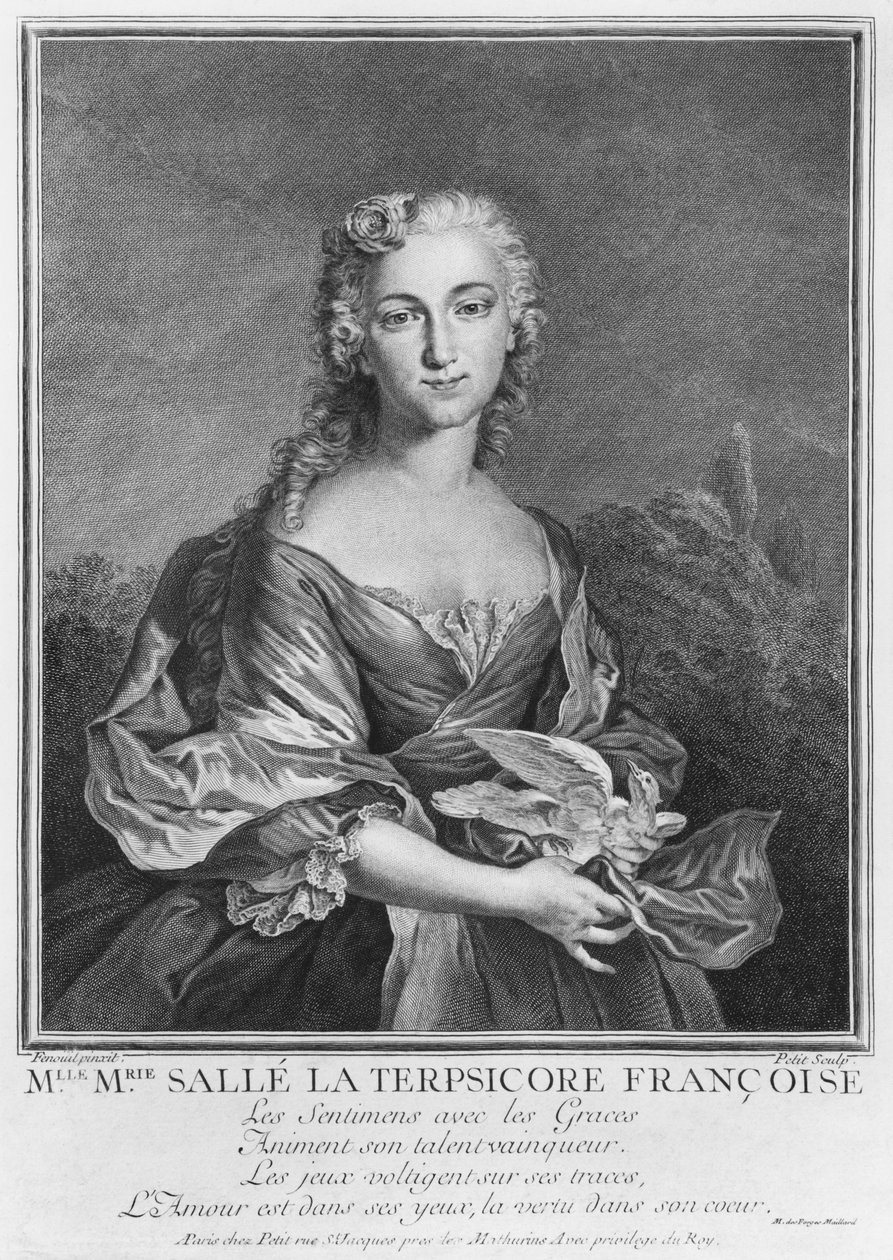 Mademoiselle Marie Salle en tant que Terpsichore française, gravée par Petit - Jean Cesar Fenouil