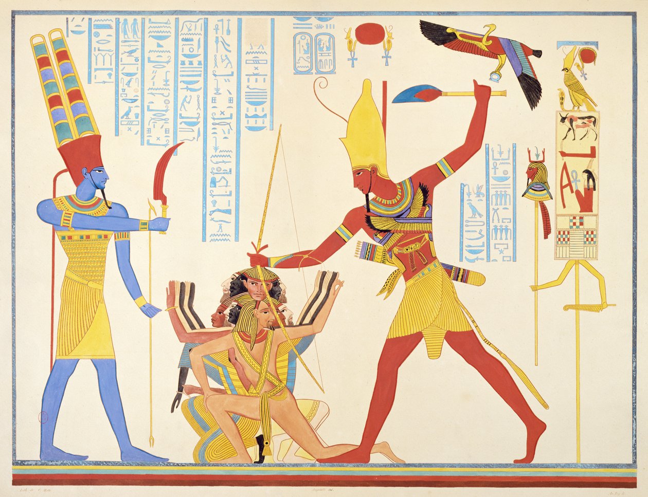Le dieu Amon offre une arme en faucille au pharaon Ramsès III alors qu