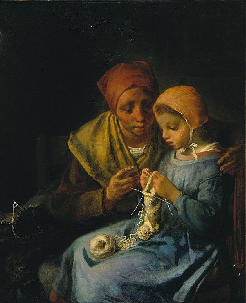 La leçon de tricot - Jean Francois Millet