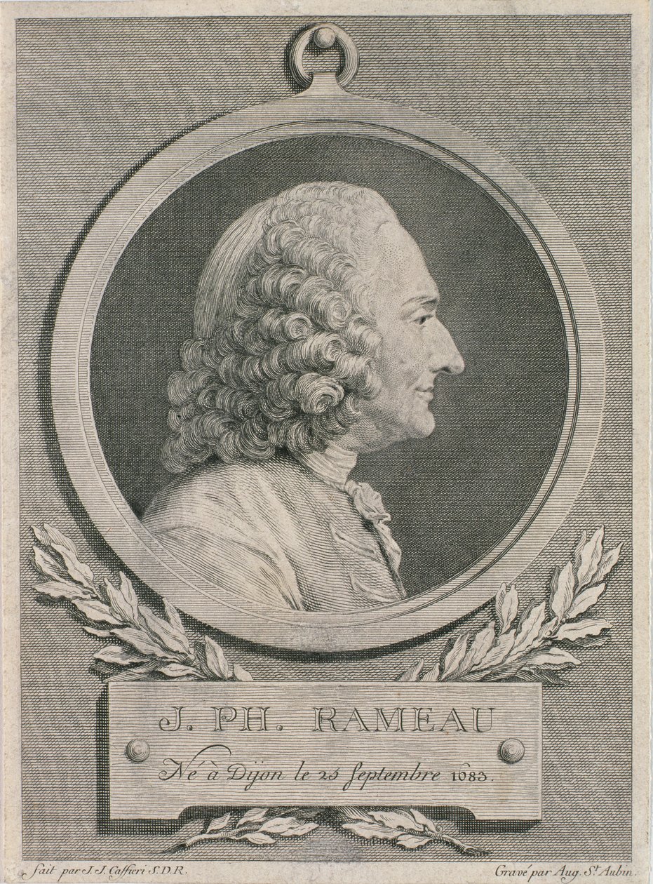 Portrait de Jean Philippe Rameau (1683-1764) gravé par Auguste de Saint-Aubin - Jean Jacques Caffieri