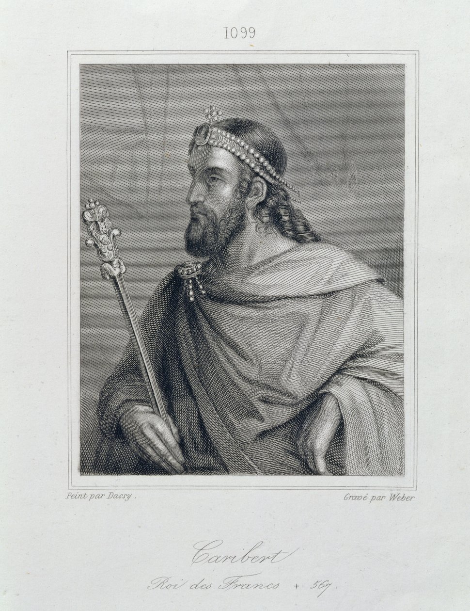 Caribert ou Charibert (d.567) Roi des Francs, gravé par Weber - Jean Joseph Dassy
