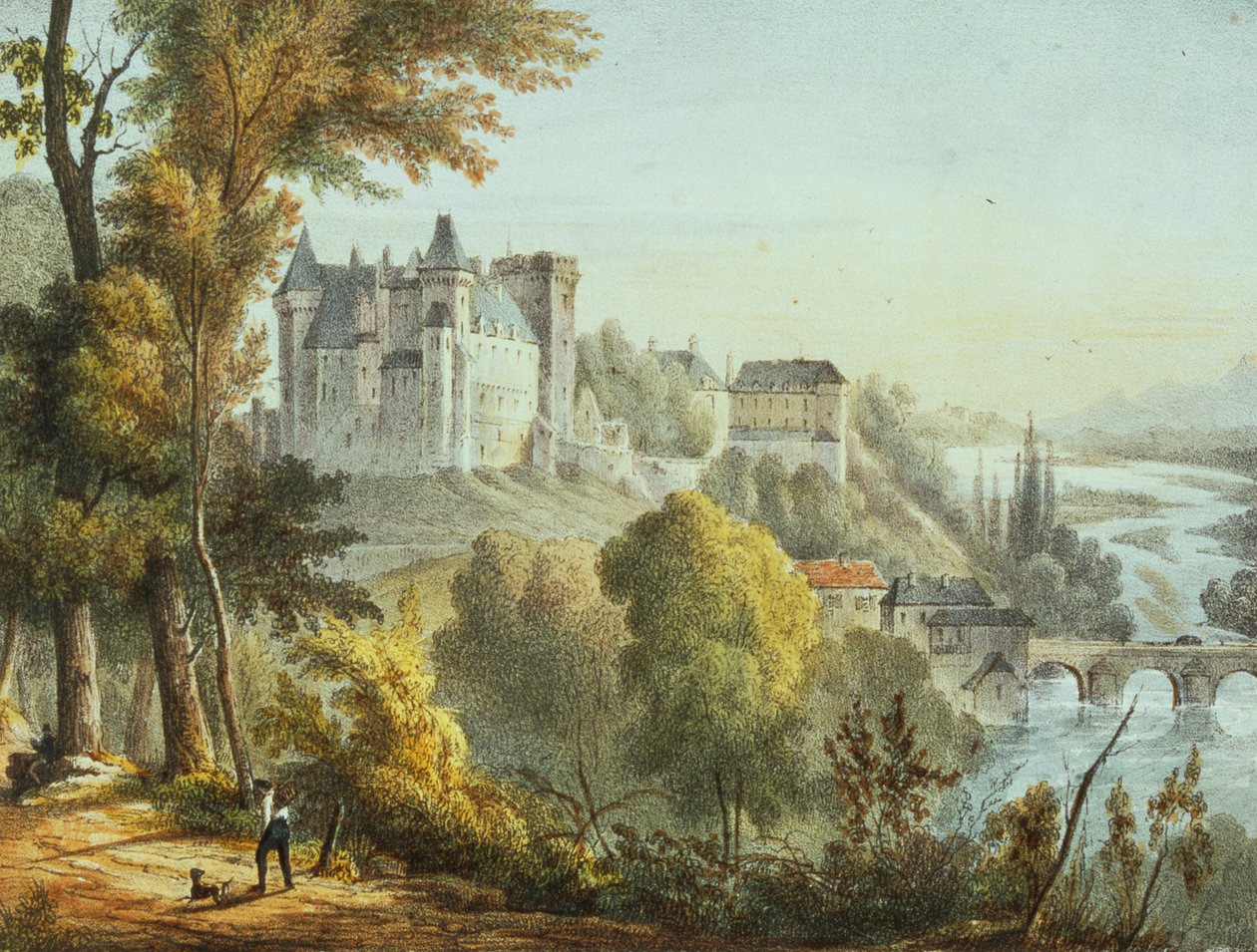 Vue du pont à Jurançon et Château Pau, gravé par Gérard René Le Vilain (1740-1836) - Jean Joseph Jules Defer