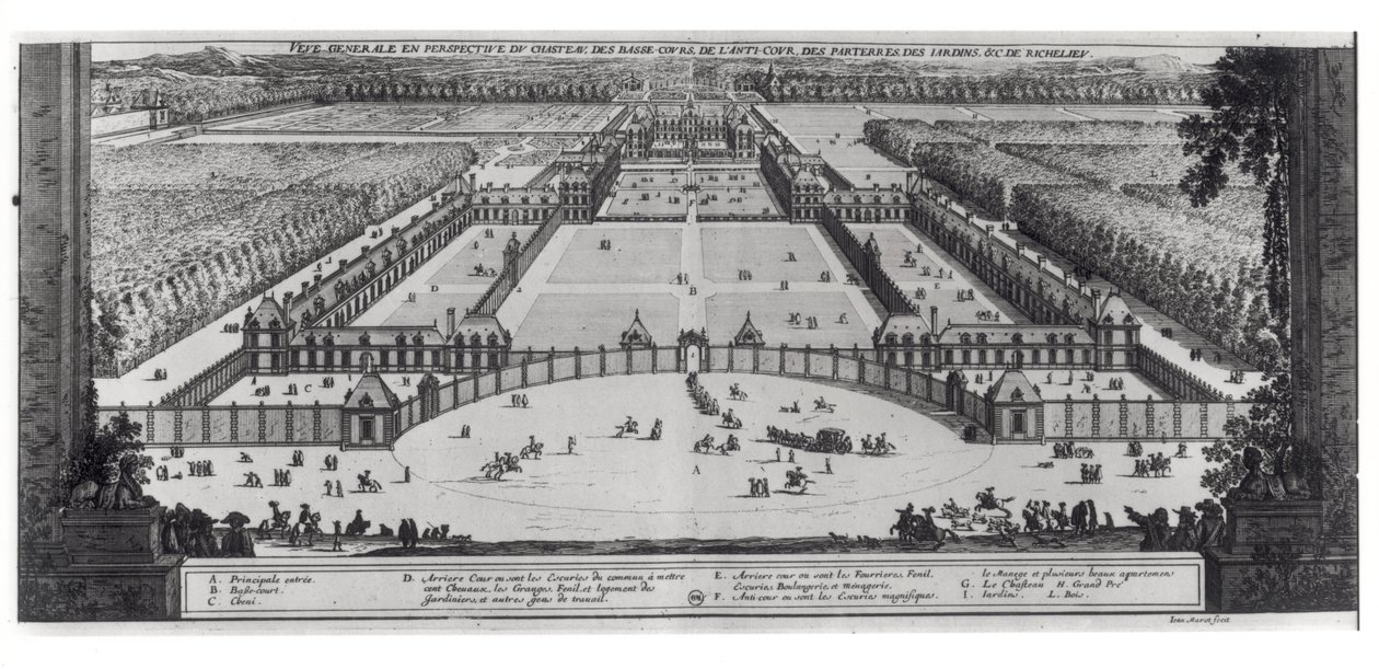 Vue perspective générale du château et des jardins de Richelieu - Jean Marot