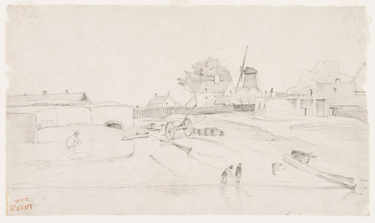 Moulin à vent à Dunkerque, vers 1830 - Jean Baptiste Camille Corot
