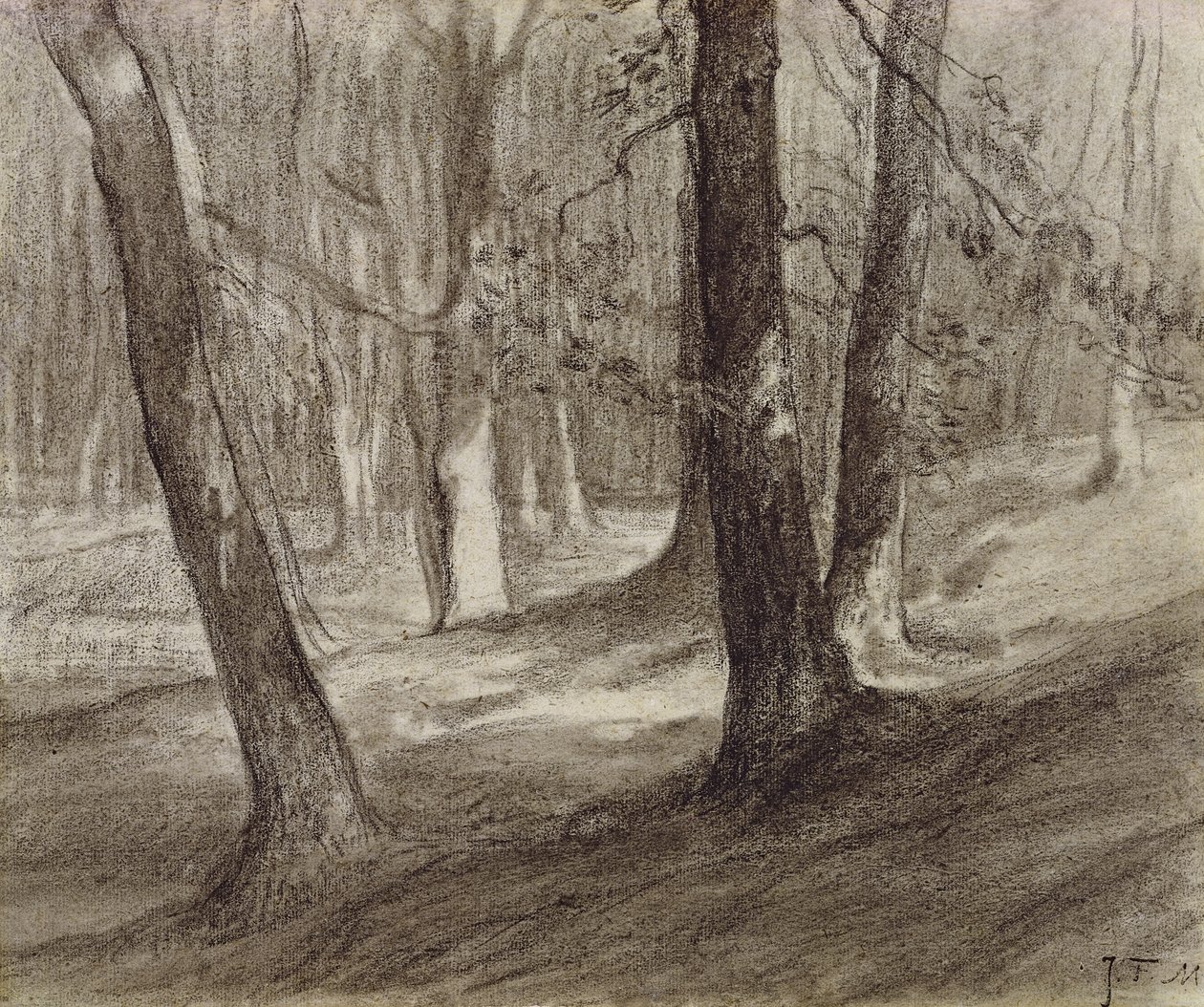 Arbres dans une forêt - Jean Francois Millet