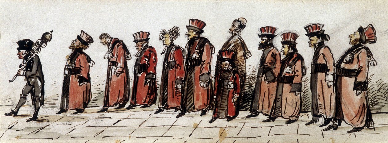 Défilé de médecins, dessin par Charcot - Jean Martin Charcot