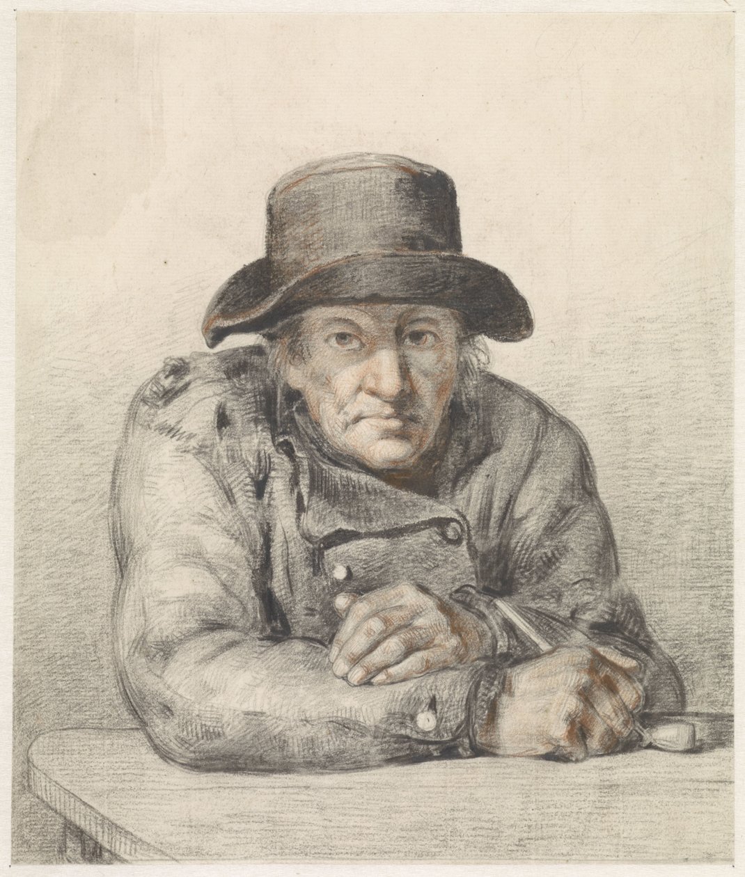Vieil homme avec une pipe - Jean Augustin Daiwaille
