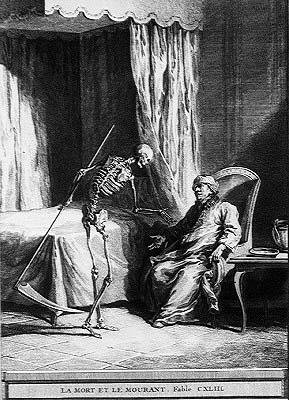 La mort et le mourant (gravure) - Jean Baptiste (after) Oudry