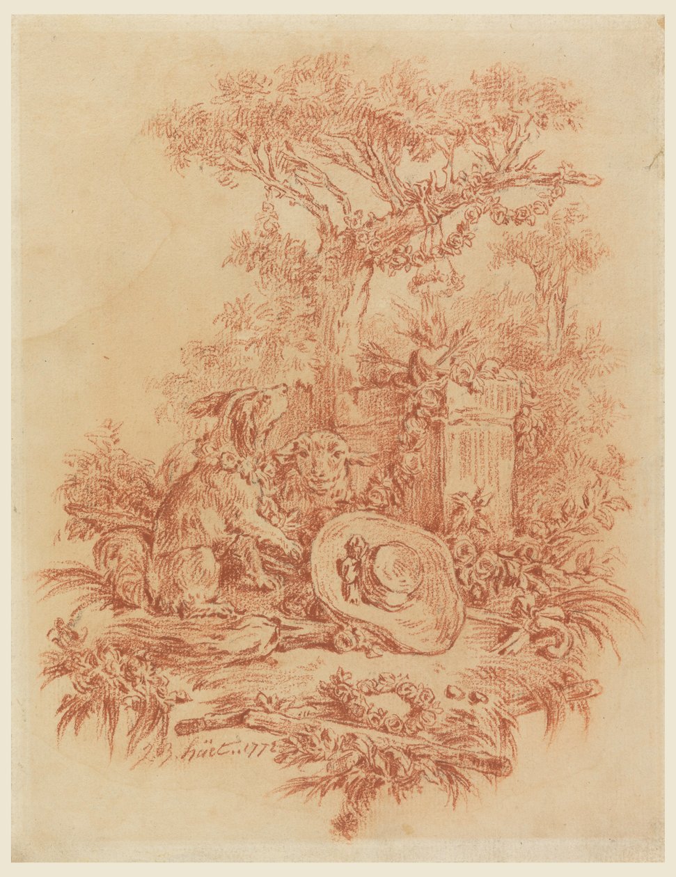 Dessin, Pastorale, 1772 - Jean Baptiste Huet