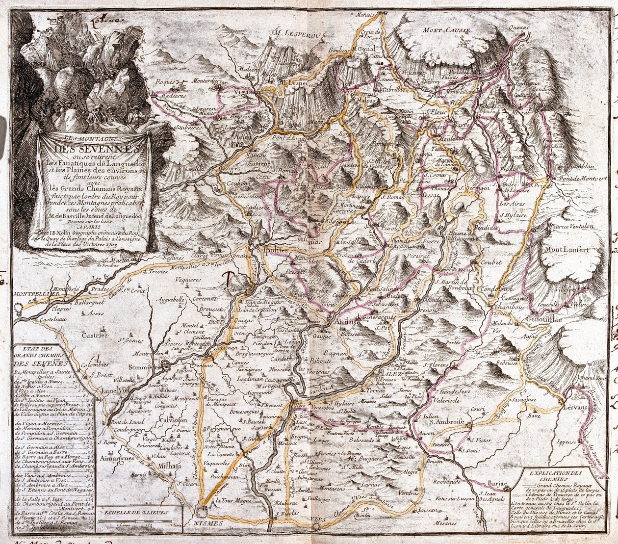 Carte des Cévennes (France) - Jean Baptiste Nolin