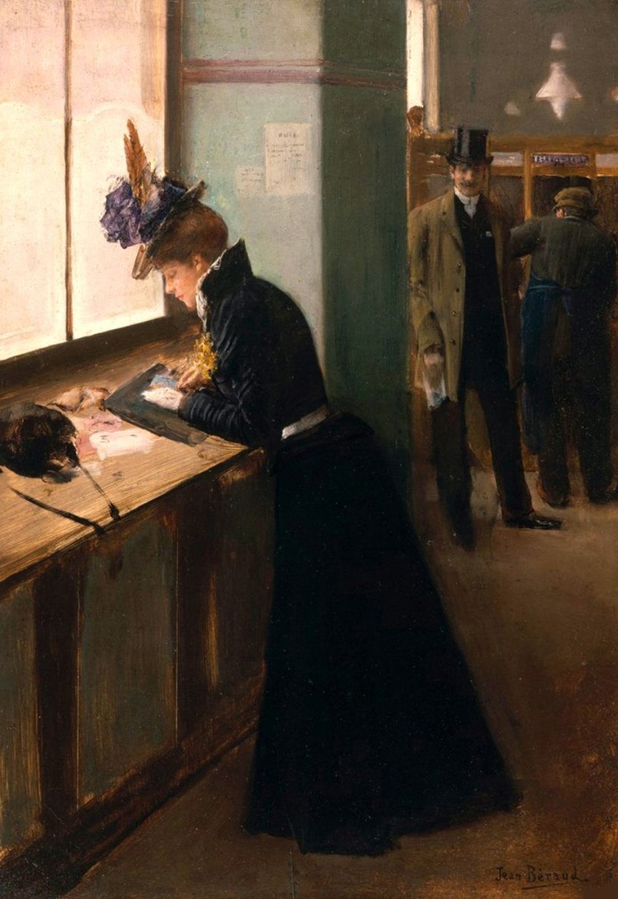 Dans le bureau télégraphique - Jean Beraud