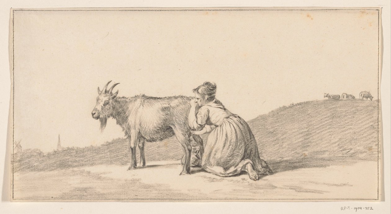 Femme trayant une chèvre - Jean Bernard
