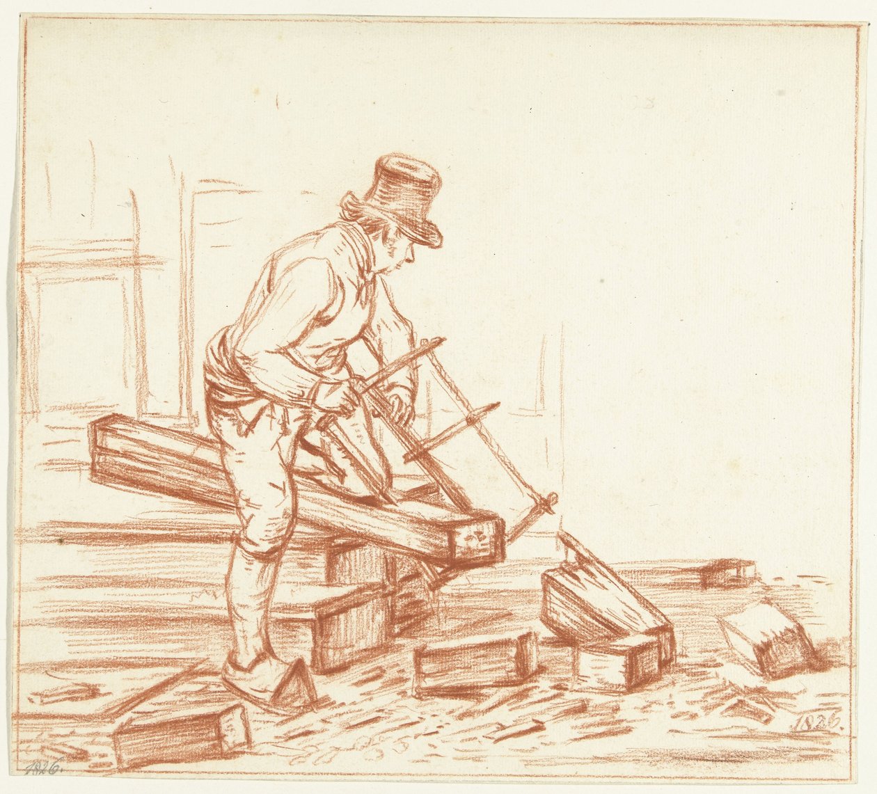 Homme sciant - Jean Bernard